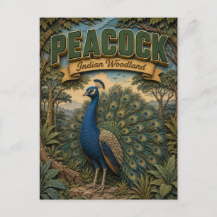 Postal Pavo real Indian Woodland POPCUT