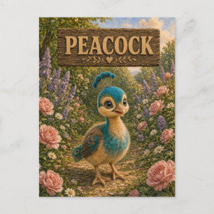 Postal Pavo real Lindo bebé Libro ilustrado guardería Ani