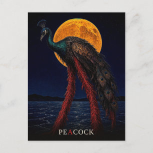Postal Pavo real Piernas brillantes gótico Surrealista