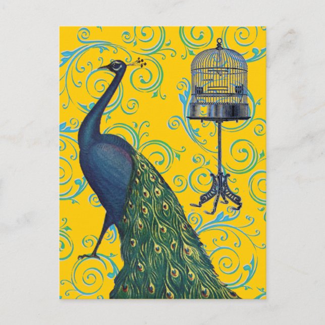 Postal Pavo Real Vintage (Anverso)