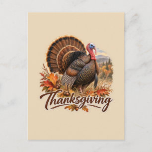 Postal Pavo Salvaje de Acción de Gracias
