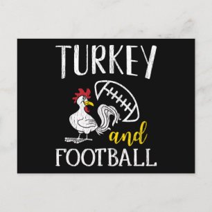 Postal Pavo y fútbol divertido día de acción de gracias j