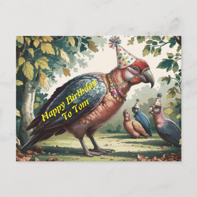 Postal pavos de monte antiguos con sombreros de cumpleaño (Anverso)