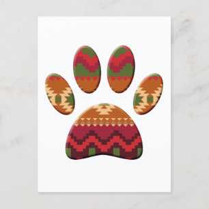 Postal Paw de perro de patrón azteca