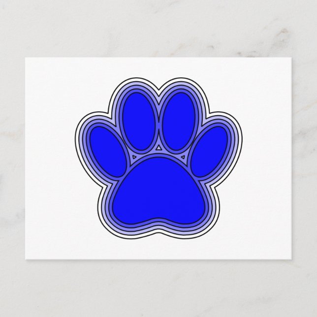 Postal Paw De Perro En Azul Con Brotes (Anverso)