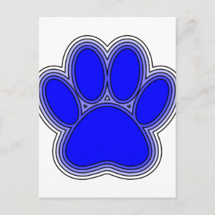 Postal Paw De Perro En Azul Con Brotes