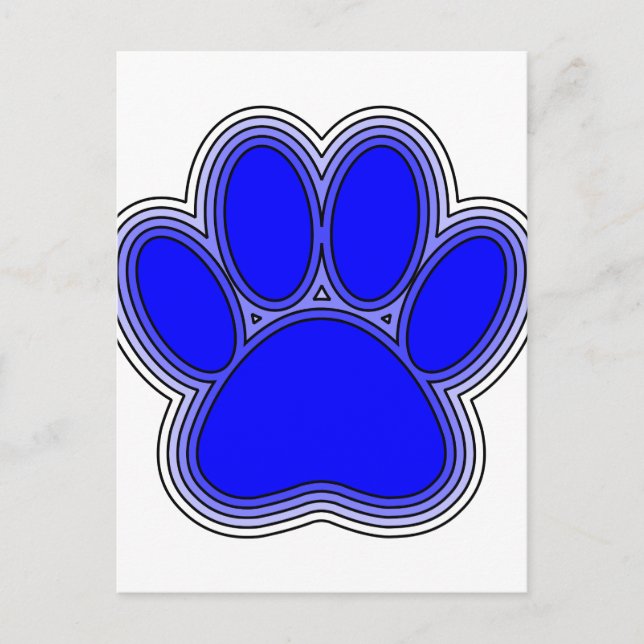 Postal Paw De Perro En Azul Con Brotes (Anverso)