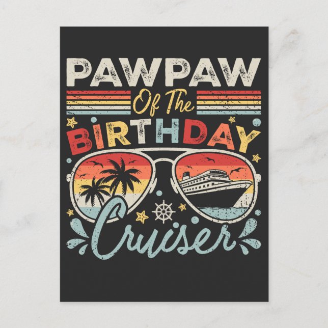 Postal Pawpaw de las vacaciones de crucero de cumpleaños (Anverso)