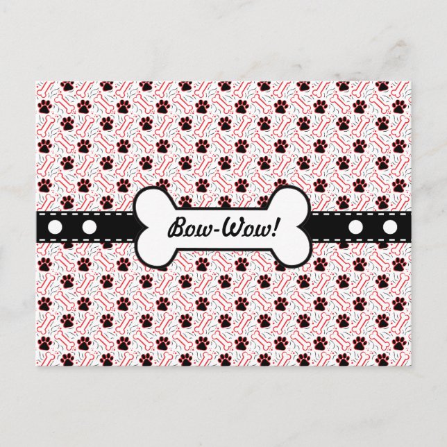 Postal Paws and Bones Funny Design para los amantes del p (Anverso)