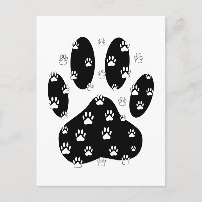 Postal Paws Blancos Sobre La Papelera Negra (Anverso)