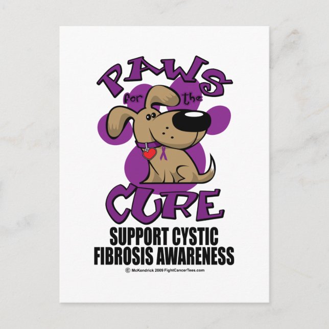 Postal Paws para la Fibrosis Cística Cura (Anverso)