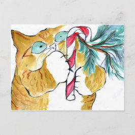 Postal ¡Paws Yank! Naranja Tiger & Candy Cane
