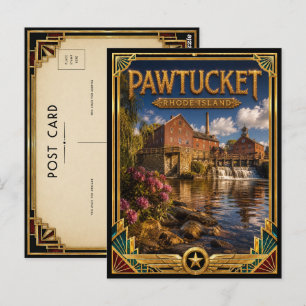 Postal Pawtucket Rhode Island Arte Deco Vintage Edad Dora