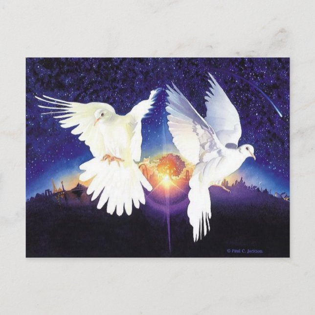 Postal "Pax in Terra" Escena de la paloma (Anverso)