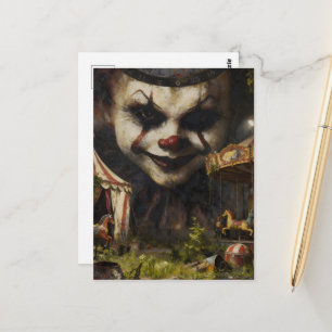 Postal Payaso aterrador en el circo abandonado