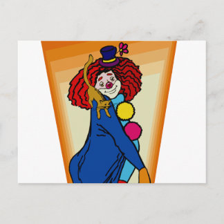 Postal Payaso con gatito
