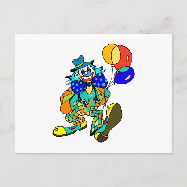 Postal Payaso con globos (Anverso)
