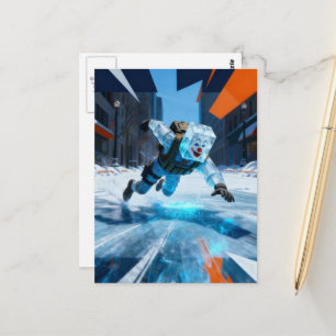 Postal Payaso divertido cubito de hielo cayendo sobre hie