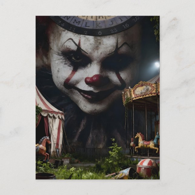 Postal Payaso en el circo abandonado (Anverso)