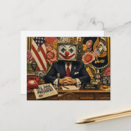 Postal Payaso en el escritorio americano