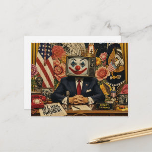 Postal Payaso en el escritorio de la oficina Collage surr