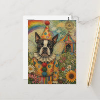 Payaso Hada Terrier de Boston Colorido Circo