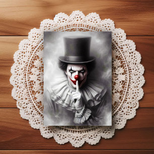 Postal Payaso Vintage Perturbado Con una Sonrisa Siniestr