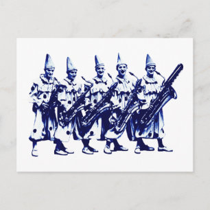 Postal Payasos de jazz de 1920, azul