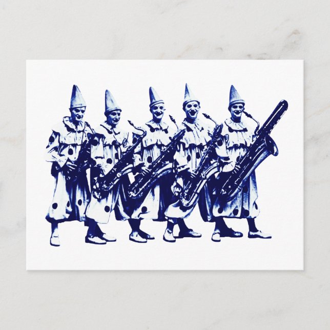 Postal Payasos de jazz de 1920, azul (Anverso)