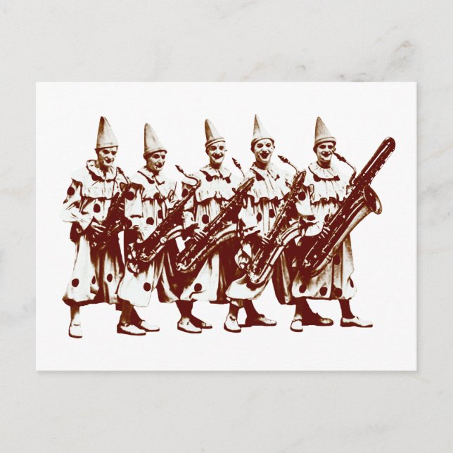 Postal Payasos de jazz de 1920, marrón (Anverso)