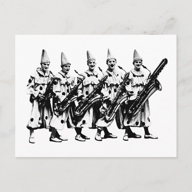 Postal Payasos de jazz de 1920, negro (Anverso)