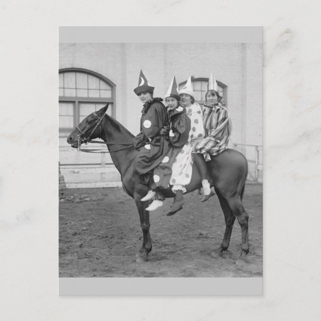 Postal Payasos en un caballo, 1915 (Anverso)