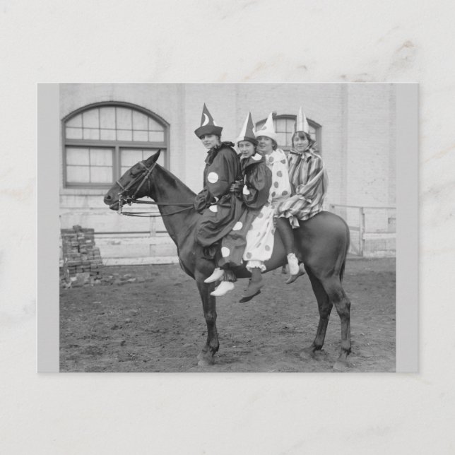 Postal Payasos en un caballo, 1915 (Anverso)