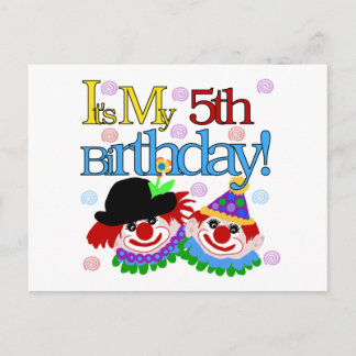 Postal Payasos tontos con camisetas de cumpleaños 5 y reg