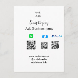 Postal Paypal Cashapp venmo escanear para pagar QR agrega