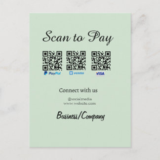 Postal paypal venmo visa card scan to pay QR social media