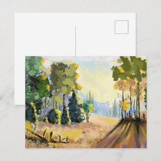 Postal Paysage nature et sous bois en fôret, déco murale.