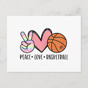 Postal Paz Amor Baloncesto Corazón para Mujeres Adolescen