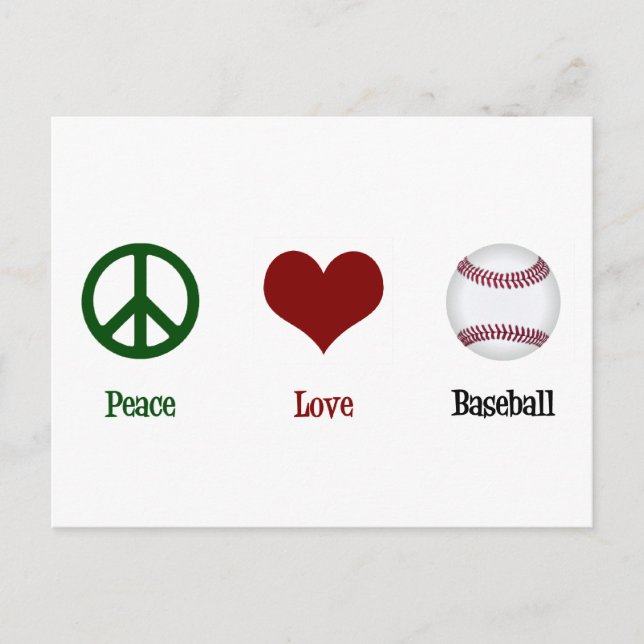 Postal Paz Amor Béisbol (Anverso)