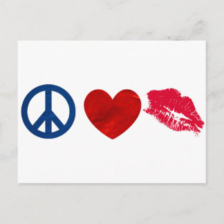Postal Paz, amor, Beso de pintalabios
