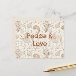 Postal Paz Amor Bohemio Hippie Sesenta Estampado de Paisl
