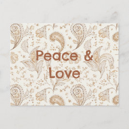 Postal Paz Amor Bohemio Hippie Sesenta Estampado de Paisl