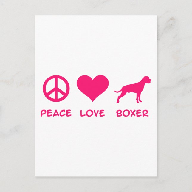 Postal Paz, amor, bóxer (Anverso)