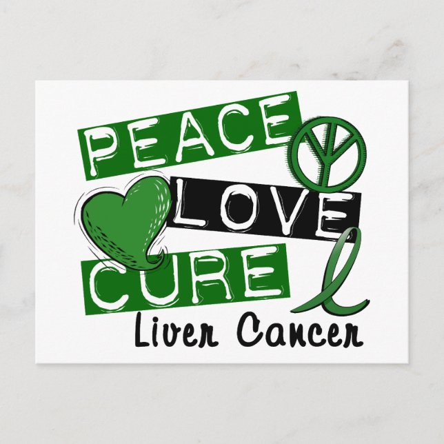 Postal Paz Amor Cura Cáncer Hepático (Anverso)