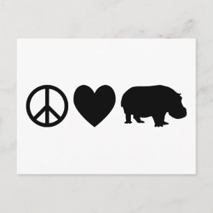 Postal Paz, amor e hipopótamos