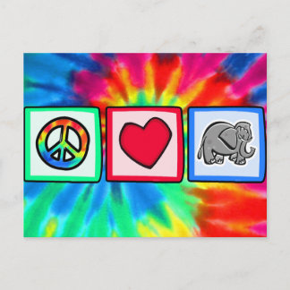 Postal Paz, amor, elefantes