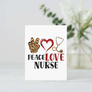 Postal Paz Amor Enfermera – Diseño de Enfermera Adorable 