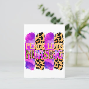Postal Paz Amor Enfermería – Diseño de Enfermera Adorable