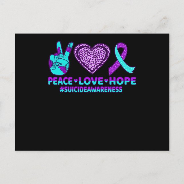 Postal Paz Amor Esperanza Feliz Prevención del Suicidio C (Anverso)