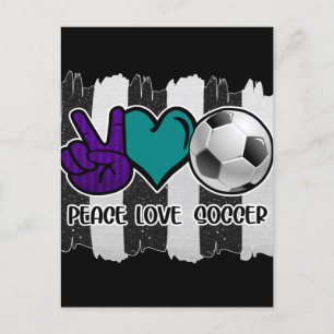 Postal Paz Amor Fútbol a Rayas Blancas y Negras